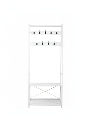 VDD Elegante weiße Garderobe mit Sitzbank und Schuhregal – platzsparend und stilvoll!