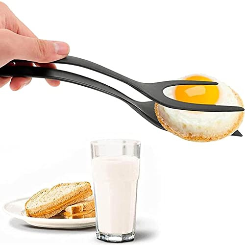 Espátula de huevo 2 en 1, pinzas de silicona con agarre de huevo frito, Antiadherente, pala de cocina antiadherente multiusos Espátula De Cocinapara pan, panqueques espátula para voltear Francés