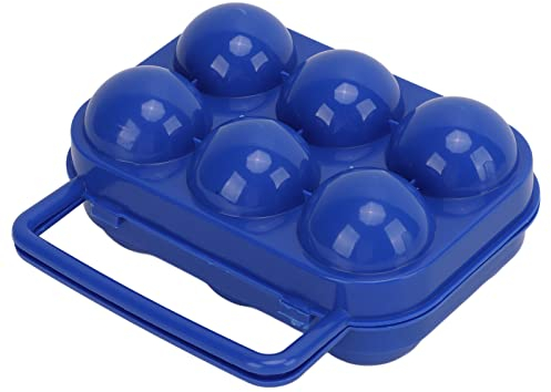 Alomejor Boîte à œufs Portable à Grille Incassable, Conteneur de Stockage de Grand Espace pour Pique-Nique Barbecue, 6 œufs (Blue)