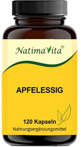 Apfelessig Kapseln hochdosiert - 120 Kapseln - Stoffwechsel und Entwässerung - natürliche 1000mg Apfelessig pro Tagesdosis - vegan - Apple cider vinegar