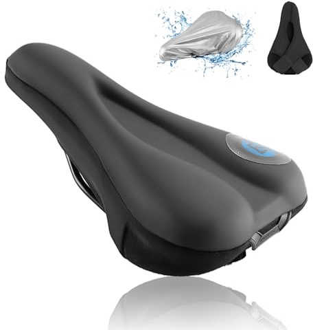 ROCKBROS Gel Sattelbezug Fahrrad Fahrradsattel Gelüberzug Gepolsterter Fahrradsitz mit wasserdichtem Sattelschutz für Männer und Frauen 28cm x 17,5cm