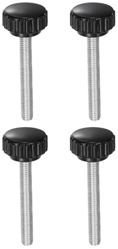 QUARKZMAN 4 Stück Rändelschraube mit Gewinde M6 x 50mm Rundkopfschraube | Rundgriffschraube Rundgriffbolzen Klemmknöpfe 22mm Handknöpfe Daumenschrauben Spannschraube, für Industrie Maschine