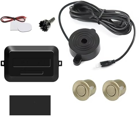Sensores Aparcamiento Coche Kit De Sensores De Aparcamiento Para Coche, 2 Sensores, Pantalla LED De 22 Mm, Indicador De Alerta Sonora De Radar De Marcha Atrás, 8 Colores Radar Parking Sensor(Champagne