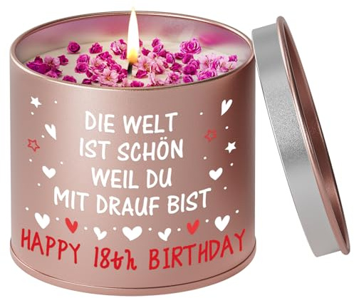 PRSTENLY 18. Geburtstag Mädchen, 9OZ Lavendel Duftkerze | Geburtstagsgeschenk für Frauen, Geschenke für Frau Beste Freundin Schwester Tochter Mama zum 18. Geburtstag