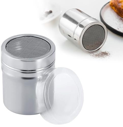 SOGHO Pulverizador de polvo de acero inoxidable, para capuchino, café y cacao con tapa de malla fina, para decoración de pan de chocolate caliente