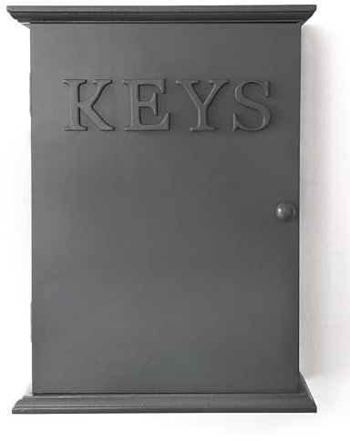 GreyZouq Key Cabinet - Wall-Mounted Chic Storage Rack with Hooks | Keybox Hanger for Hallway, Kitchen & Home Decor | Stylish Key Holder Organizer (Dark Grey)