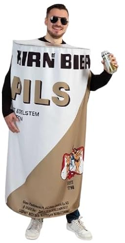 KarnevalsTeufel Kirner Bier Kostüme oder Accessoires Bierflaschen- oder Bierdosen-Kostüm oder Mütze im Kirner Pils Design Auswahl Erwachsene Hunsrück Heimatbier