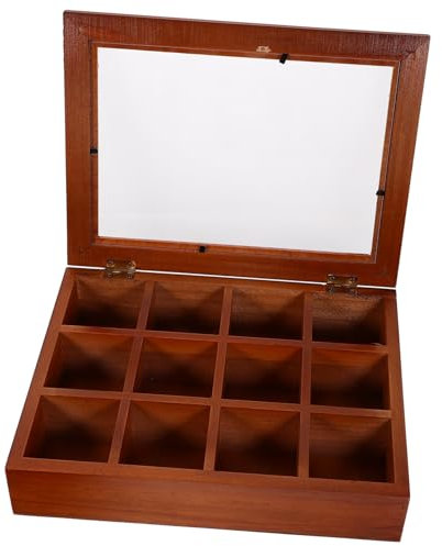 Cabilock Caja De Madera Para Bolsitas De Té Con Tapa Transparente Organizador De Bolsitas De Té Hogar Estante Creativo