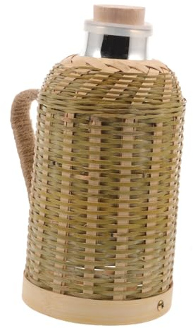 PRETYZOOM Bambù Intrecciato Bottiglia Termica Vetro Manico Bottiglia d Acqua Calda Isolante Per Acqua Tè Latte Succhi Di Frutta Pratica e Resistente