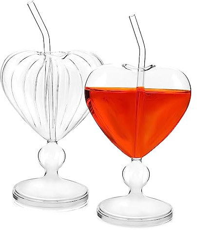 CIYODO Set Di 2 Bicchieri Da Cocktail A Forma Di Cuore Personalizzati Bicchieri Di Trasparenti Per Cocktail E Vino