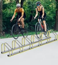 Ollewiellan Fahrradständer für 6 Fahrräder mit 30cm Radabstand für 35-55 mm Reifenbreite, Fahrradständer Boden für Boden und Wandmontage, Fahrradhalter Aufstellständer, Silber