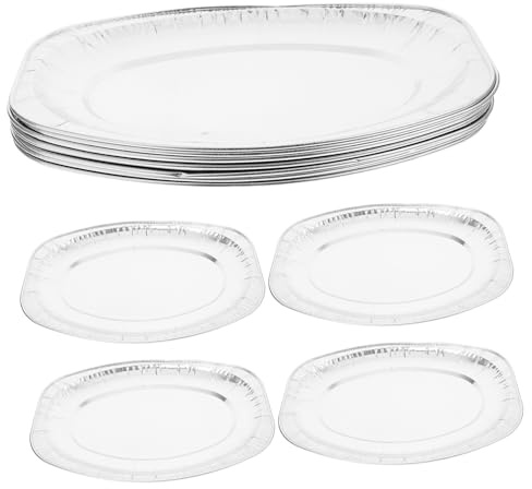 ABOOFAN 10pezzi Vassoi in Alluminio per Servire Cibo Teglie in Alluminio per Barbecue e Feste Vassoi per Buffet Usa e Getta Supporti per Teglie in Resistenti Piatti da Portata per Pesce