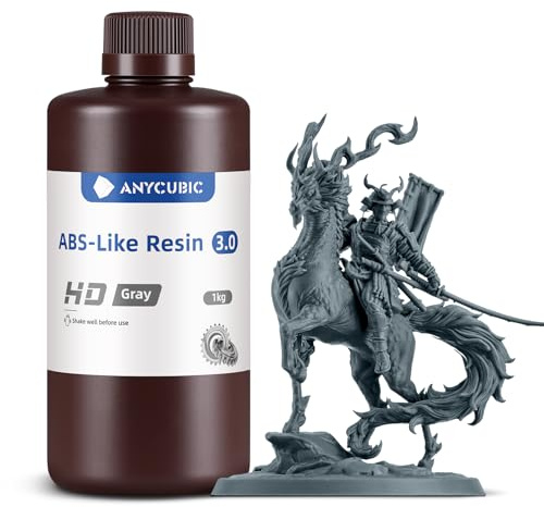 ANYCUBIC ABS-Like Resin 3.0 für Resin 3D Printer, HD Grau, 1000g | 3D Drucker Resin mit Ausgezeichneter Härte und Zähigkeit, Hochpräzises, Geruchsarmes 405 nm UV-härtbares Harz