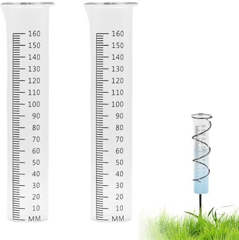 BAIFULAI 2 pluviometro antigelo, vetro di ricambio per misurazioni da 1 a 160 mm, pluviometro in vetro, Rain Gauge, a forma di imbuto per la visualizzazione dell'acqua da giardino all'aperto per la
