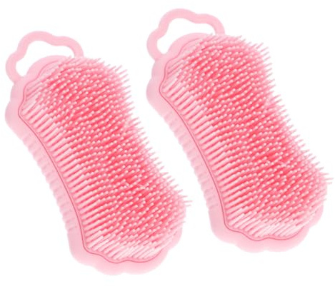Silikon Kopfhautmassagebürste Rosa 2 Stück-pack für Bad und Dusche | Shampoobürste für Männer und Frauen, Kopfhautpeeling, Ergonomisches Design, zur Reinigung von Haar und Kopfhaut