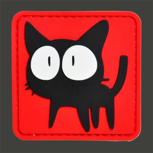 PVC Klett Patch 'Schwarze Katze', Witziger Klettaufnäher Für Taktische Ausrüstung, DIY Kleidung, Rucksack & Uniformen, Morale Patch Mit Haken- Und Schlaufenband