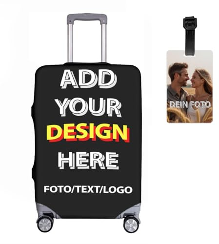 Kofferüberzug Personalisiert Doppelseitig Designs Personalisierte Kofferhülle mit Foto Text Name Logo elastische Schutzhüllen Für Reisen, Den TäGlichen Gebrauch (L(45-50 * 67-70cm))