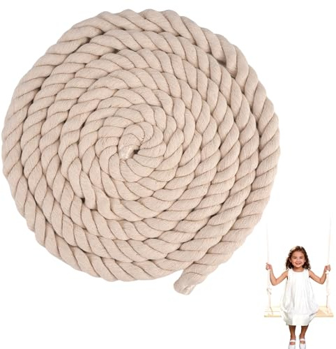 Cordoncino di Cotone 20 mm, Macrame Cord Cordoncino Cotone 4 M, 3 Capi Intrecciata, Frei Zugeschnitten Werden, per Decorazioni, Fai Da Te, Artigianato, Giardinaggio, Confezioni Regalo (Beige)