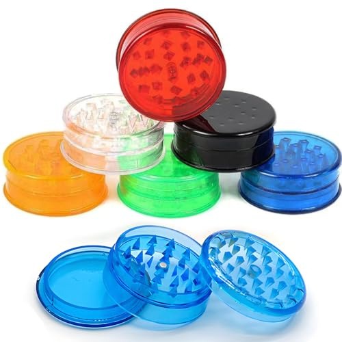 6-Piece Herb Grinder Set - Vibrant Plastic 2-Layer Non-Stick Spice Crusher, Portable Grinders for Kitchen & Travel