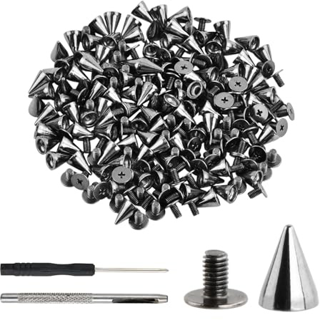 Culinavog 100 juegos de 7 × 10 mm Bullet Cone Spikes und Nieten, Metal Punk Ziernieten Schraubnieten Spitz, Metall Gothic Spikes für Kleidung Schuhe Leder Gürtel Tasche DIY Handwerk Dekoration