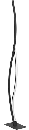 EGLO LED-lampa golvlampa Grisolia, designlampa vardagsrum, svängd golvljus, metall svart, varmvit, 129 cm