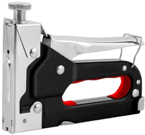 KRUMAD Heavy-Duty Handtacker, Robuste Tackerpistole, Heftpistole Werkstatt | Geeignet für Typ-D/U/T Klammern, für Holz, Polster & Reparaturen, aus A3-Stahl mit einstellbarer Schlagkraft, Kunststoffgriff