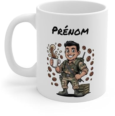 Teecustom Mug Personnalisable Bricoleur Café – Tasse Artisan Électricien 325ml avec Prénom – Cadeau Ouvrier, Papa, Collègue/Métier (Militaire)