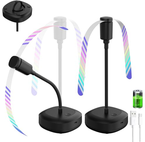 Ventiladores repelentes de Moscas para Mesa, Pack de 2 Recargables con aspas Reflectantes Dobles, portátil Colgante 360° Flexible con aspas Blandas y Gancho, para Interior y Exterior, Picnic