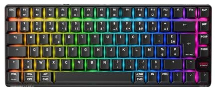 Cherry XTRFY K33 Compact Wireless, Teclado Gaming Inalámbrico Mem-chanical 75%, Multidispositivo, Retroiluminación RGB, IP54 Resistente al Polvo y a Las Salpicaduras, Diseño FR (AZERTY), Negro