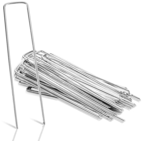 Vkechh - Juego de 1000 estacas de fijación de acero galvanizado, 150 mm x 25 mm, diámetro de 2,8 mm, grapas de jardín para tela de tapicería, césped sintético, tubos, lona antimalezas