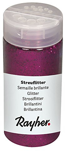 Rayher 3925833 strölugn, burk med strö lock, 110 g, glitter perfekt för pyssel, för att dekorera papper, kartong, trä, frigolit, keramik, sten, rosa