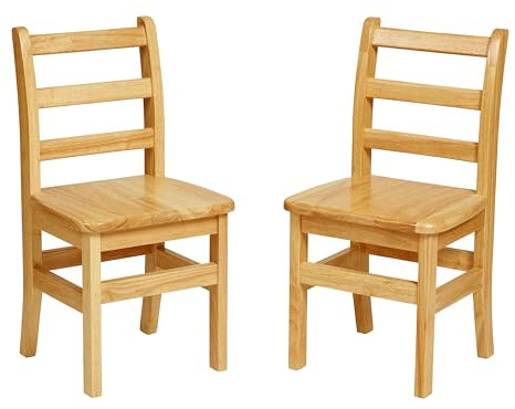 ECR4Kids Three Rung Ladderback Chair, 14in Seat Height, Classroom Seating, Honey, 2-Pack