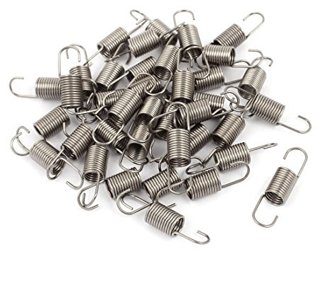 sourcing map 10mm x 7mm x 0.7mm Stainless Steel Dual Hook Tension Spring Gray 38pcs