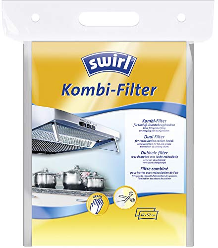 Swirl Kombi-Filter für Dunstabzugshauben, 2-Filter-System mit Aktivkohle & Fettfilter, reduziert Küchengerüche & Fettablagerungen, Universalgröße 47x57 cm