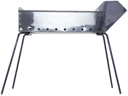 Fornacella Arrosticini, Acciaio - Barbecue Canaletta per Spiedini, Salsicce, Souvlaki, Kebab - 50 cm con gambe in ferro - Made in Italy - Artigianale e Compatta