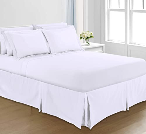 Sapphire collection Tour de lit plissé uni en polycoton, blanc, Super king
