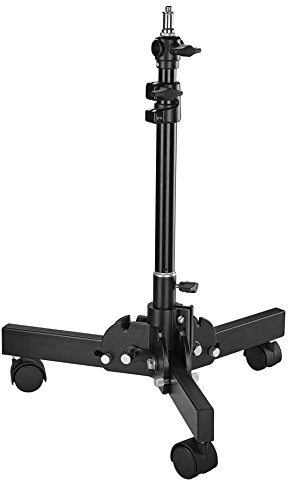 Walimex Pro Boden Rollstativ kompakt 70cm (maximal Arbeitshöhe 18 bis 70cm, Belastbarkeit: 6 kg, Anschlußadapter 5/8 Zoll Spigot mit 1/4 und 3/8 Zoll Anschluss) schwarz