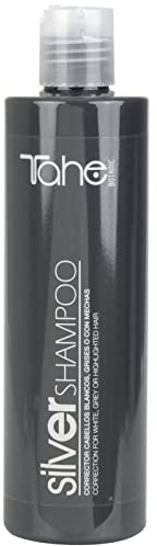Tahe Silver Champú Corrector Del Tono para Cabellos blancos, grises, rubios o con mechas, 300 ml