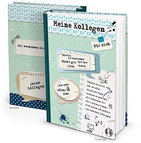 Logbuch-Verlag XXL Kollegenbuch DIN A4 164 Seiten zum Einschreiben Abschiedsgeschenk Abschiedsbuch Geschenk Erinnerung an Kollegen grün blau