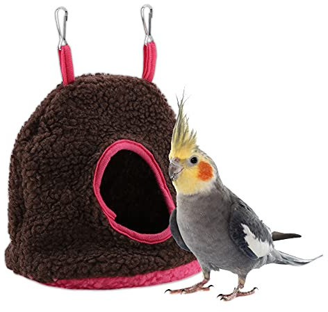Warmes Hängemattennest zum Aufhängen, Plüschkäfig, Zelt, Bett, Lebensraum für kleine Papageien, Eichhörnchen, Chinchilla, Hamster, Meerschweinchen, Winterwärme (dunkelbraun)