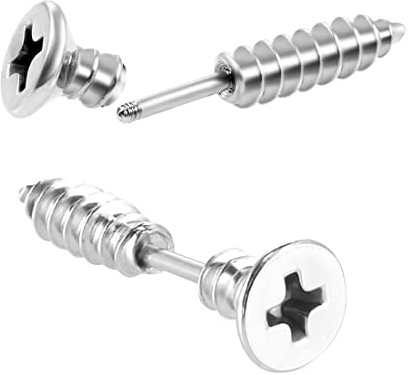 LEEQ 2pcs Frauen Männer Punk Edelstahl Schraube Ohrstecker Ohrringe Schmuck Silber（）