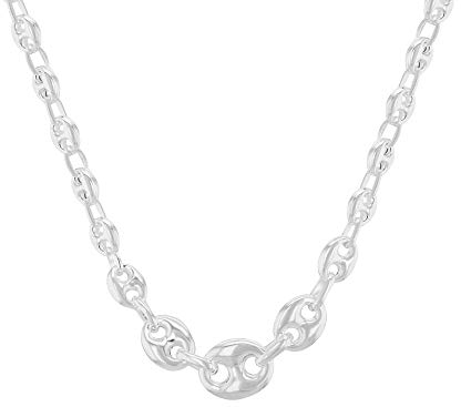 Tuscany Silver Damen-Halskette Bohnenkette abgestuft Sterlingsilber 6,4mm-12mm 46cm