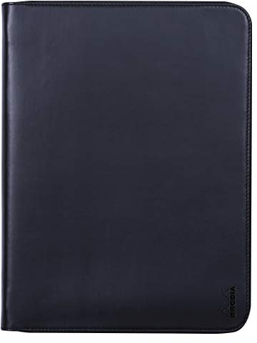RHODIA 168116C – Carpeta portadocumentos Rhodiarama negro – para bloc de notas y cuadernos A4 o A4+ | Tamaño cerrado 25,5 x 34 cm – Funda para tablet – piel sintética