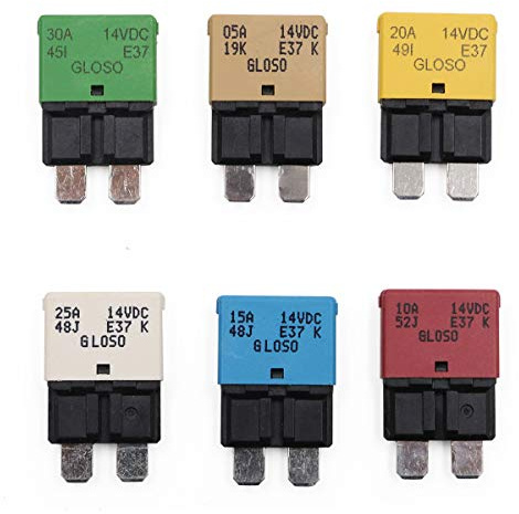 Gloaso DC 12V Sicherungsautomat ATO/ATC Schutzschalter auto-reset Sicherung 5A 10A 15A 20A 25A 30A Amp Kfz Sicherungen für LKW Wohnmobil Solar Boot Marine - UL Zertifiziert (6er Set)