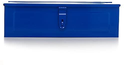 Werkzeugkiste Blau - Metall-Werkzeugbox für Auto, Keller & Heimwerker - Stabile Werkzeugkiste für Profi- & Hobbygebrauch - Werkzeugkiste Metallbox - Profi Heimwerker Werkzeugkoffer