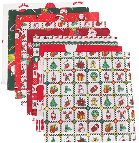 Gadpiparty 8stücke Weihnachtlicher Baumwollstoff Patchwork-quadrate Für Bastelprojekte Quiltstoff Mit Detailreichem Muster Für Näharbeiten Scrapbooking Und Dekoration