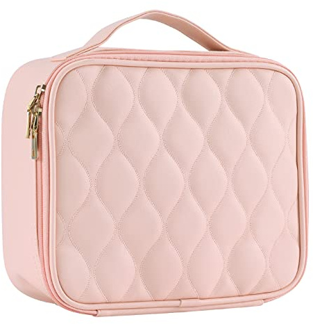 Joligrace Make-up-Tasche Kosmetikkoffer Vanity-Reise-Beauty-Box Make-up-Schminkkoffer Friseurwerkzeuge Organizer mit verstellbarem Fach Oxford-Stoff, hellrosa