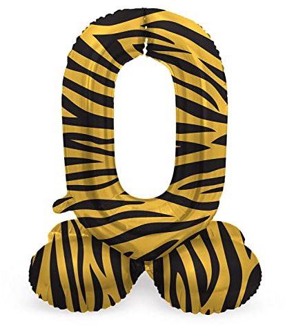 Folat 63950 Luftballon Geburtstag Stehender Ziffer Zahl 0 Tiger Chic Löwe Braun Schwarz 72 cm - Decoration Geburtstagdeko, Ballon Zahl, Kein Helium erforderlich
