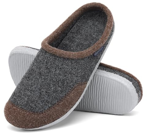Mishansha Zapatillas Casa Mujer Pantuflas Fieltro Hombre Marrón Oscuro 44