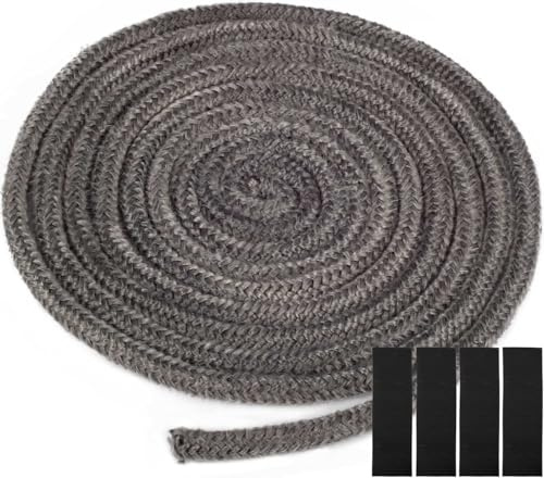 YOCCEK Ofendichtschnur Ofendichtung Kamindichtung Feuerfest Glasfaserschnur Türdichtung für Kaminofen Kamin Smoker Grill Rohrisolation Revisionsklappen Abdichten (Φ 6mm x 2.5m)